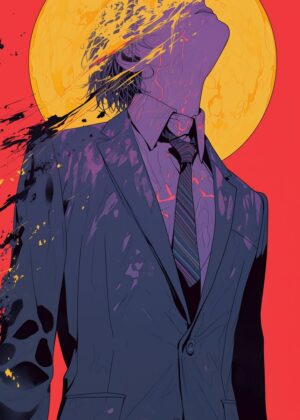 Abstract Surrealism: Man in Suit Artwork - Premium Wooden Framed Poster. Ready to Hang.