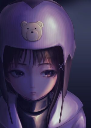 Melancholy Anime Girl Art Print - Premium Wooden Framed Poster. Ready to Hang.