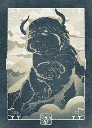 Appa, the Gentle Giant of the Air Nomads - Premium Wooden Framed Poster. Ready to Hang.