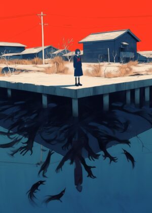 Beneath the Surface: A Girl's Silent Struggle - Premium Wooden Framed Poster. Ready to Hang.