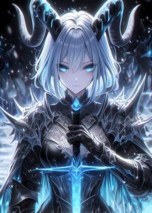 Infernal Demon Empress: Anime Art Print - Premium Wooden Framed Poster. Ready to Hang.