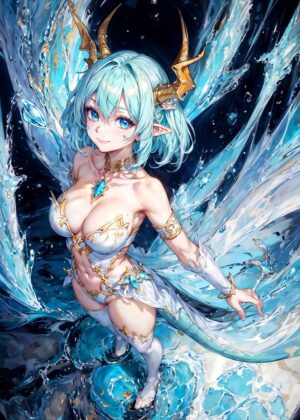 Ice Dragon Princess: Fantasy Art Print - Premium Wooden Framed Poster. Ready to Hang.