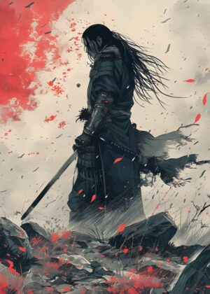 Samurai Artwork: A Masterpiece of Japanese Art - Premium Wooden Framed Poster. Ready to Hang.