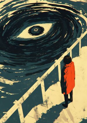 The Gaze of the Abyss: Surreal Art Print - Premium Wooden Framed Poster. Ready to Hang.