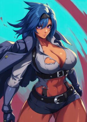 Fiery Spirit: A Hot-Headed Fighter Woman - Premium Wooden Framed Poster. Ready to Hang.
