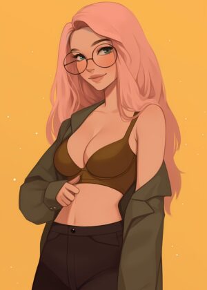 Pink Hair Anime Girl Art Print - Premium Wooden Framed Poster. Ready to Hang.
