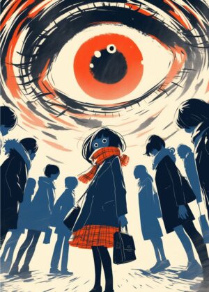 Mysterious Gaze: A Surreal Artwork Print - Premium Wooden Framed Poster. Ready to Hang.