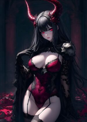 Dark Sorceress: A Captivating Digital Art Print - Premium Wooden Framed Poster. Ready to Hang.