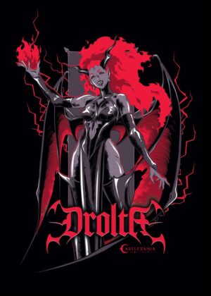 Drolta from Castlevania Nocturne: Fiery Vampiress Artwork - Premium Wooden Framed Poster. Ready to Hang.
