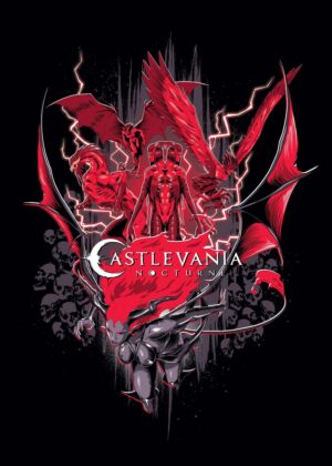 Castlevania Nocturne: A Fiery Descent into Darkness - Premium Wooden Framed Poster. Ready to Hang.
