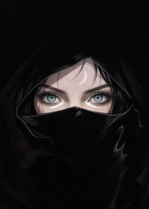 Mysterious Beauty: A Digital Art Print - Premium Wooden Framed Poster. Ready to Hang.