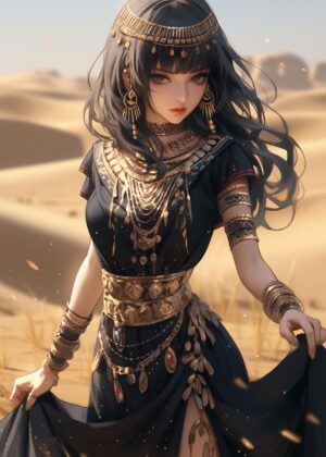Egyptian Queen Anime Art Print - Premium Wooden Framed Poster. Ready to Hang.