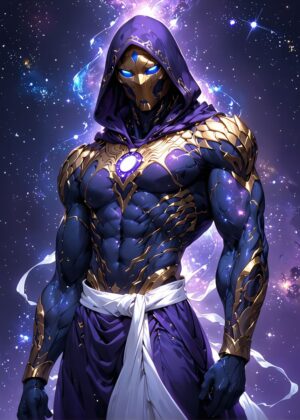 Cosmic Warrior: Digital Art Print - Premium Wooden Framed Poster. Ready to Hang.