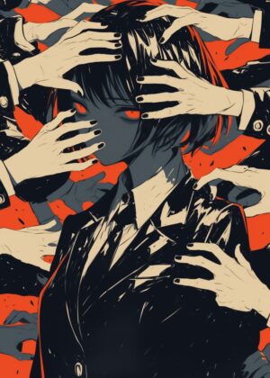 Surrounded by Hands: A Dark and Evocative Artwork - Premium Wooden Framed Poster. Ready to Hang.