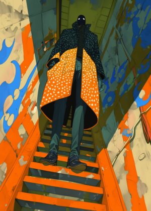 Mysterious Figure Ascending - Premium Wooden Framed Poster. Ready to Hang.