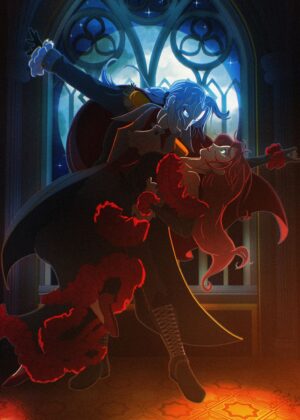 Vampiric Dance: A Gothic Romance Artwork - Premium Wooden Framed Poster. Ready to Hang.