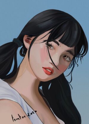 Sun-Kissed Serenity: A Girl's Portrait - Premium Wooden Framed Poster. Ready to Hang.