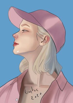 Pink Lady: A Stylish Digital Art Print - Premium Wooden Framed Poster. Ready to Hang.