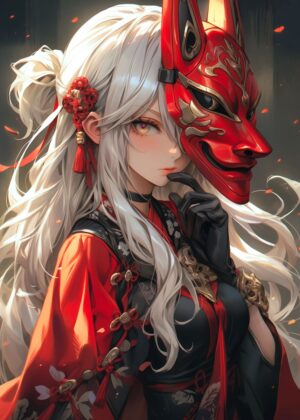 Demon Samurai Siren: Anime Art Print - Premium Wooden Framed Poster. Ready to Hang.