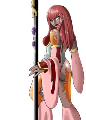 Fiery Anime Warrior Woman Art Print - Premium Wooden Framed Poster. Ready to Hang.