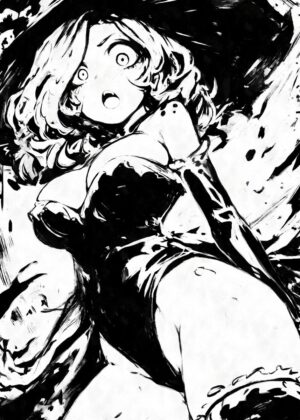 Dark Fantasy Witch Manga Art Print - Premium Wooden Framed Poster. Ready to Hang.