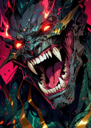 Ferocious Monster Digital Art Print - Premium Wooden Framed Poster. Ready to Hang.