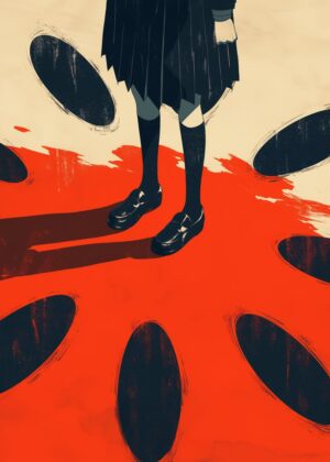 Girl in Red: A Surrealist Masterpiece - Premium Wooden Framed Poster. Ready to Hang.