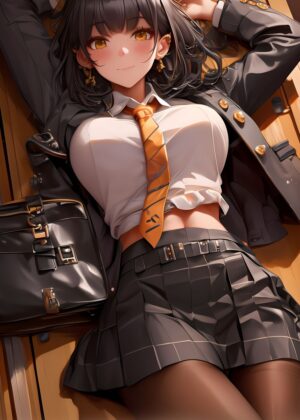 Anime School Girl Art Print - Premium Wooden Framed Poster. Ready to Hang.