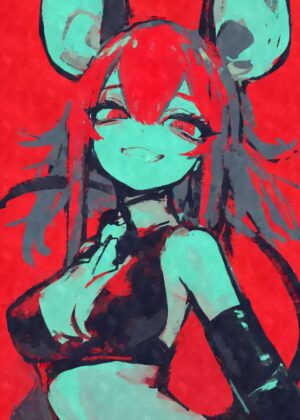 Aesthetic Anime Mouse Girl Art Print - Premium Wooden Framed Poster. Ready to Hang.