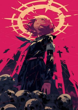 Crimson Echoes: A Digital Art Print - Premium Wooden Framed Poster. Ready to Hang.