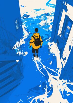 Abnormal Core: A Journey Through Electric Blue - Premium Wooden Framed Poster. Ready to Hang.