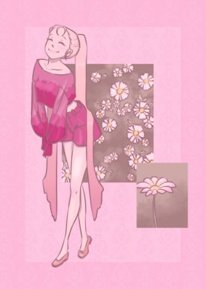 The Daisy Girl: A Delicate Illustration - Premium Wooden Framed Poster. Ready to Hang.
