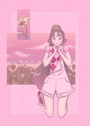 The Sunflower Girl: A Pastel Dream - Premium Wooden Framed Poster. Ready to Hang.
