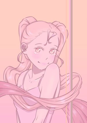 Like Petals: Delicate Anime Girl Art Print - Premium Wooden Framed Poster. Ready to Hang.