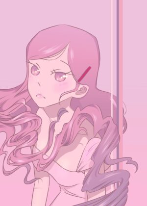 Like Blossoms: Delicate Anime Girl Art Print - Premium Wooden Framed Poster. Ready to Hang.