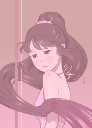 Gentle Breeze: Anime Girl Art Print - Premium Wooden Framed Poster. Ready to Hang.