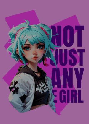 Cyberpunk Anime Girl Art Print - Premium Wooden Framed Poster. Ready to Hang.