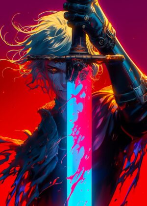 Ruined Knight: A Digital Painting of a Fallen Warrior - Premium Wooden Framed Poster. Ready to Hang.