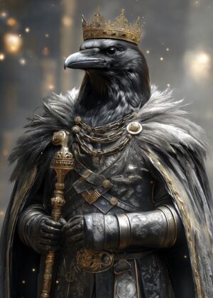 Raven King: A Fantasy Artwork - Premium Wooden Framed Poster. Ready to Hang.
