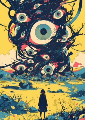 Eyes of the Forest: A Surreal Journey into the Unseen - Premium Wooden Framed Poster. Ready to Hang.