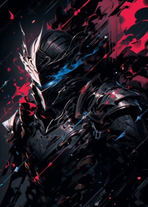 Dark Knight Armor: Digital Art Print - Premium Wooden Framed Poster. Ready to Hang.