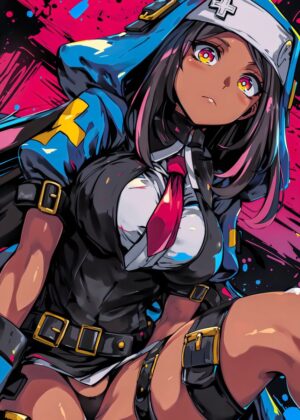 Anime Girl with Cross: Striking Artwork - Premium Wooden Framed Poster. Ready to Hang.