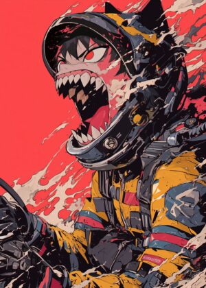 Cyberpunk Anime Character Art Print - Premium Wooden Framed Poster. Ready to Hang.