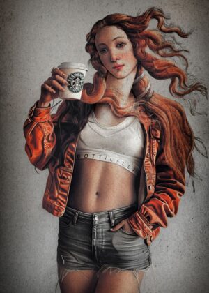 The Birth of Venus: A Modern Renaissance - Premium Wooden Framed Poster. Ready to Hang.