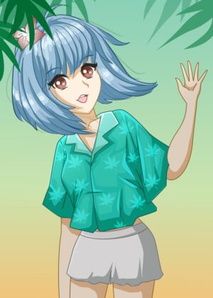 Anime Girl Summer Vibes - Premium Wooden Framed Poster. Ready to Hang.