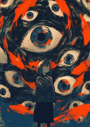 Eyes of Surveillance: A Digital Art Print - Premium Wooden Framed Poster. Ready to Hang.