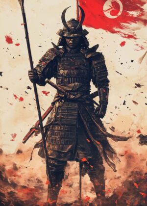 Samurai Warrior: A Masterpiece of Japanese Art - Premium Wooden Framed Poster. Ready to Hang.