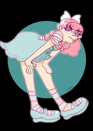 Adorable Anime Girl Original Character Art Print - Premium Wooden Framed Poster. Ready to Hang.