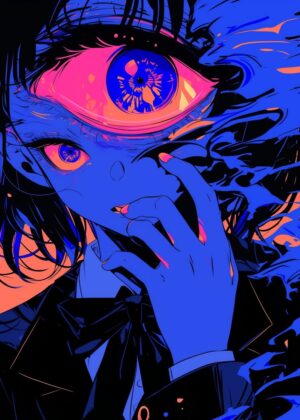 Anime Eye Art: Hypnotic Gaze - Premium Wooden Framed Poster. Ready to Hang.