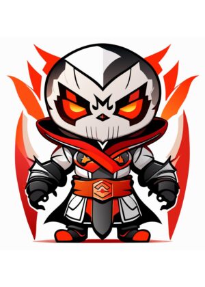 Fiery Skull Warrior Art Print - Premium Wooden Framed Poster. Ready to Hang.